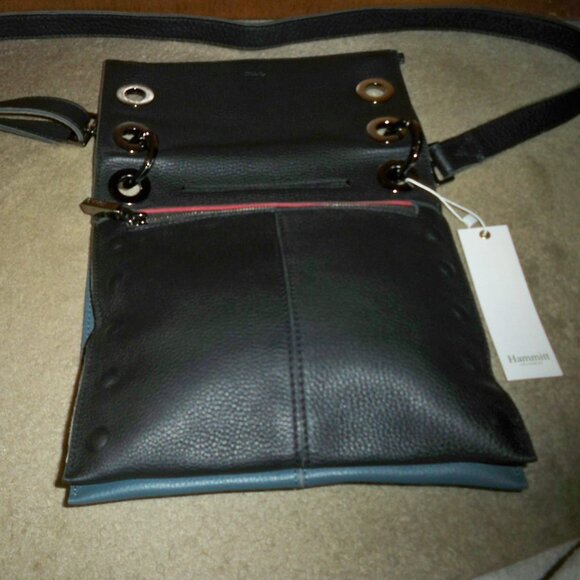 HAMMITT Montana Reversible Black Blue Medium Leather Crossbody , NWT $495!! - Picture 4 of 6